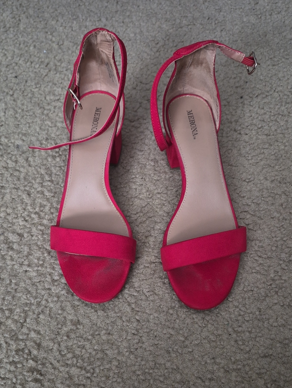Merona Red Ankle-Strap Block Heel Sandals